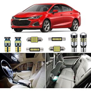 11 Piece Super Bright LED Interior Light Bulbs Kit Package 6000K White for 2011 2012 2013 2014 2015 2016 2017 2018 2019 2020 Chevrolet Chevy Cruze + Install Tool