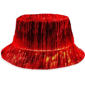 Fiber Optic LED Bucket Hat for Women & Men - 7 Colors - Light Up Hat - Rave Accessory - Festival Gear - Party Hat - Wedding Hat - Mardi Gras - USB Rechargeable - Black