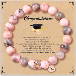 Graduation Gifts for Her 2024 Initial Bracelets for Women High School College Law School Graduation Gifts for Teen Girls Letter A-Z Crown Bead Bracelet for Daughter Granddaughter Girlfriend Jewelry
