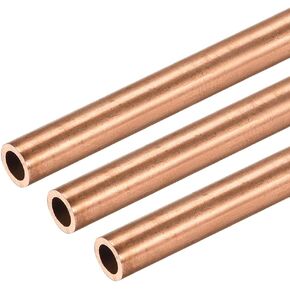 uxcell Copper Round Tube, 8mm OD 1mm Wall Thickness 300mm Long Straight Pipe Tubing 3 Pcs