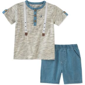 Calvin Klein Baby Boys 2 Pieces Bodysuit Shorts Set