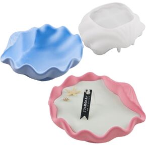 Wehous Shell Candle Holder Silicone Mold, Marine Shell Tray Resin Mold, 3D Container Epoxy Mold Jewelry Holder Candle Vessels Bowl Mold for Concrete Resin Art Storage Crafts Succulent Pot Decor