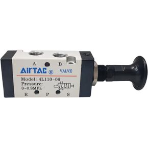 4L110-06 Push-Pull Valve 5/2 Way 1/8" NPT Pneumatic Air AirTAC 2 Position 5 Way Manual Control Direct Acting Type Hand Lever 0-145 PSI