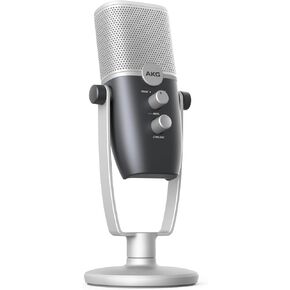 AKG Pro Audio Ara Professional USB-C Condenser Microphone, Dual Pattern Audio Capture Modes for Podcasting, Video Blogging, Gaming and Streaming, Blue and Silver