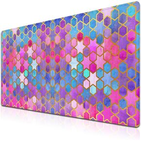 Large Mouse Pad Yellow Desk Pads Gaming Mouse Pads Keyboard Pads Extra Large Gaming Mouse Pad Non-Slip Rubber Base 35.4" X 15.7" for Game Office, Panthera Tigris Corbett Skin Pelt