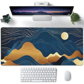Desk Pad, Abstract Grey Leopard Prints Extended Large Gaming Mouse Pad for Desk XXL, Large Desk Mat for Desktop with Non-Slip Rubber Base Stitched Edges for Computer Keyboard Home Office 35.4"X15.7"