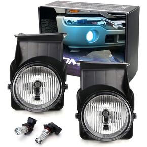 iJDMTOY OEM-Spec Clear Lens Fog Light Kit with 15-SMD Super Bright Xenon White LED Replacement Bulbs Compatible with 2003-2006 GMC Sierra 1500 2500 3500