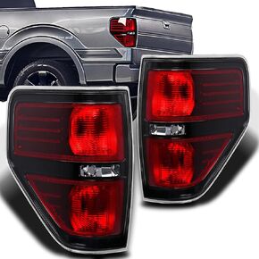 Tail Light Assembly Compatible for 2009 2010 2011 2012 2013 2014 Ford F150 F-150 Black Housing Red Lens OE Rear Taillight Brake Lamp 2PCS