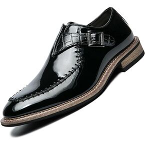 Men's Dress Shoes Single Monk Strap Comfort Non-Slip Leather Walking Shoes Business Wedding Party Dress Shoes Slip-On Loafer