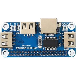 Waveshare Ethernet/USB HUB HAT for Raspberry Pi with 1x RJ45 Ethernet Port and 3X USB Ports Stable Wired Ethernet Connection Fits The Zero/Zero W/Zero WH