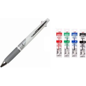uni Jetstream 4&1 Red Green Blue and Black 0.7mm Ballpoint Multi Pen and 0.5mm Mechanical Pencil (White) + Refill 4 Colors 0.7mm Set