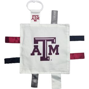 Texas A&M University Crinkle Learning Lovey Sensory Plush Blanket - Tag Toys for Babies - Baby Stroller Toys - Sports Team Pride MVP Registry Gift w/Stroller Clip (8 x 8 Tag Toy)…