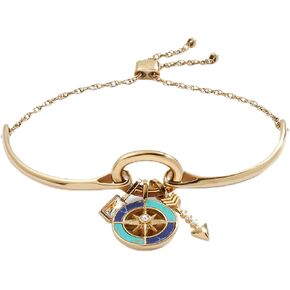 Alex and Ani New Beginnings Multicharm Interchangeable Bolo Bracelet:Stainless Steel Gold:Blue