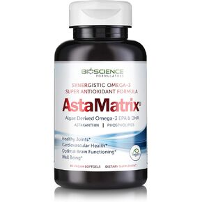 AstaMatrix® Algal Omega 3 DHA EPA Astaxanthin Phospholipids| Vegan-Friendly Alternative to Krill Oil or Fish Oil | 60 Vegan SoftGels