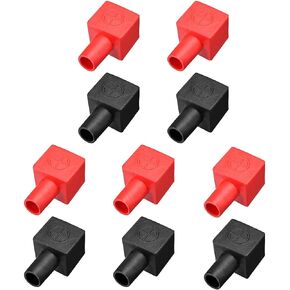 uxcell Battery Terminal Insulating Rubber Protector Covers Square for 7mm Terminal 14mm Cable Red Black 5 Pairs