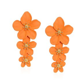 Just Follow Three Layer Flower Earrings for Women Boho Statement Flower Earrings Bohemian Flower Dangle Earrings Flower Jewelry Gift (Black)