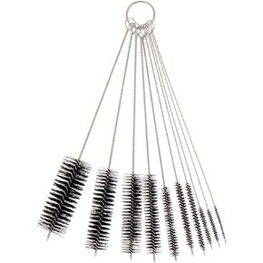 Pipe Cleaners Homewinner 8 inch Nylon Bottle Straw Cleaning Brush Set Stainless Steel Handle Flexible Tube Brushes Multiple Size, Set of 10