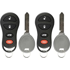 KeylessOption Keyless Entry Remote Fob Uncut Ignition Car Key Replacement for GQ43VT17T, 04602260 (Pack of 2)