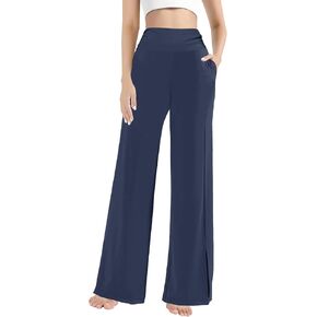 Afibi المرأة عادية فضفاضة واسعة الساق السراويل المريحة اليوغا Sweatpants مريح عالية الخصر الرياضة صالة السراويل الرياضية مع جيوب in Kuwait