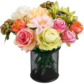 Leery Flower Pens Mixed Multicolor Rose Ballpoint Pens,12Pcs Valentine's Day Mother's Day Plush Rose Pens for Birthday Party Wedding Girlfriend Wife Office Supplies