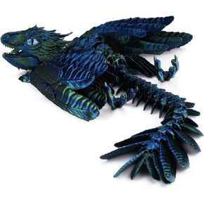 Feathered Wyvern Dragon, 3D Printed Dragon, Articulated Dragon, Fidget Dragon, 3D Printed Toys, Desktop Pet (Azurewing)