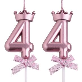 44th Birthday Candles, Gold 44 Year Old Number Birthday Candles, Happy Birthday Party Cake Topper Decoration Gifts for Women Men