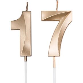 Silver 17th & 71st Birthday Candles for Cakes, Number 17 71 Candle Cake Cupcake Topper for Birthday Anniversary Party Decoration