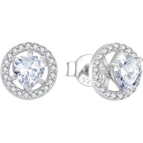 Heart Stud Earrings,925 Sterling Silver Crystal Birthstone Earring for Her Mom Mother Wife Daughter Jewelry Gifts