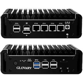 Firewall Mini PC Quad Core N100, DDR5 8GB RAM 128GB NVMe SSD, 6 x 2.5GbE i226V LAN Fanless Computer Hardware, Micro Router Appliance, AES-NI, OPNsense, TypeC Port, TF Card Slot