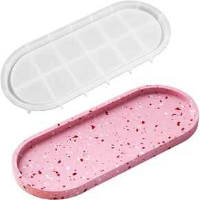 Tray Silicone Mold Large Oval Tray Resin Concrete Mold 13in Big Silicone Tray Molds for Epoxy Resin Trinket Container Jewelry Plate Candle Holder Bathroom Vanity Tray Storage Craft Making