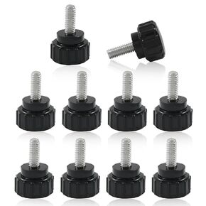 10Pcs M4 x 10 mm Thread Knurled Thumb Screws, Galvanized Iron M4 Knurled Thumbscrews,Screw On Type Clamping Knob Grip Black,Clamping Screws Grip Knobs