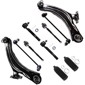 SCITOO 10-PC SET Suspension Kit For 2008-2013 For Nissan Rogue 2014-2015 For Nissan Rogue Select Front Lower Control Arm And Ball Joint Inner Outer Tie Rod End Sway Bar End Link Steering Boot