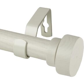 Rod Desyne 1" Bonnet Faux Wood Single Curtain Rod, 120-170 inch, Pearl White