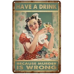 Gardening Because Murder Is Wrong Metal Tin Sign Charming Vintage Retro Wall Decor Art For Home Garden Coffee Bar Kitchen 8 X 12 Inches Plaque Tin Sign