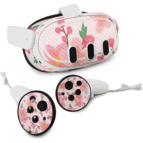 MightySkins Carbon Fiber Skin Compatible with Meta Quest 3 - Lilies in Bloom | Protective, Durable Textured Carbon Fiber Finish | Easy to Apply