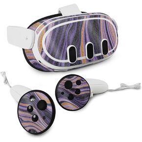 MightySkins Glossy Glitter Skin Compatible with Meta Quest 3 - Purple Jewel | Protective, Durable High-Gloss Glitter Finish | Easy to Apply