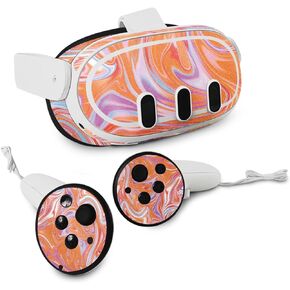 MightySkins Glossy Glitter Skin Compatible with Meta Quest 3 - Orange Swirl | Protective, Durable High-Gloss Glitter Finish | Easy to Apply