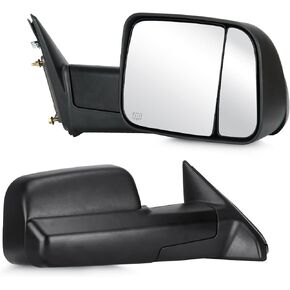 Youxmoto Towing Mirrors Fits 09-17 for Dodge Ram 1500; 11-17 Ram 2500/3500 Pickup Truck 2009 2010 2011 2012 2013 2014 2015 2016 2017, Tow Mirrors Heated, Manual Folding/Flip Up in Kuwait