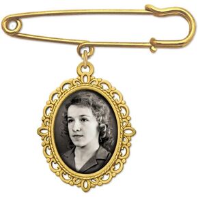 Gold Wedding Bouquet Photo Charm Pin for Bridal Bouquet or Boutonniere Memorial for Mother Father of The Bride or Groom Wedding Accessory