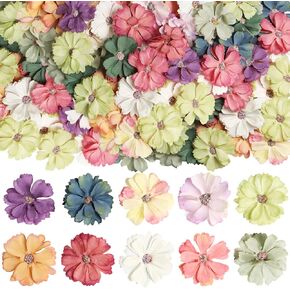 Fake Daisy Flower Heads 60pcs Artificial Silk Peony Daisy Flowers Heads Mini Crafts Faux Fabric Flowers Multicolor Small Artificial Flowers for Wedding Home Wreath Decoration, 5cm