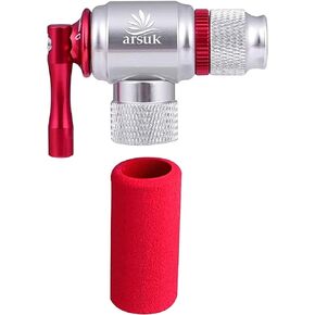 ARSUK CO2 Inflator with Insulated Sleeve Quick & Easy Presta and Schrader Valve Compatible - Bicycle Tire Pump for Road and Mountain Bikes