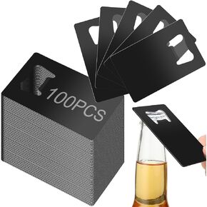 Nuogo Stainless Steel Card Bottle Openers Bulk Metal Card Beer Bottle Openers Groomsmen Wallet Bottle Opener for Wedding Party Bridesmaid Favors Gifts (100, Silver)