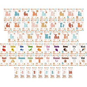 ZOIIWA 56 Pcs Retro Groovy Alphabet and Number Bulletin Board Set Retro Hippie Educational Preschool Cards Groovy ABC Alphabet Cards 1-10 Number Colors Shapes Posters for Kids Classroom Wall Decor