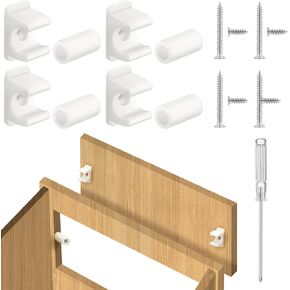 Juexica False Cabinet Front Clip False Front Clips False Drawer Front Clips Sink Tip Out Snap False Front Cabinet Clips Sink Clips with Screws Screwdrivers for Hardware Replacements (4 Pairs,Black)