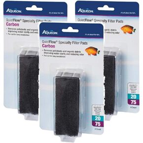 Aqueon (3 Pack) QuietFlow Carbon Specialty Filter Pads, Size 20/75, 4 Pads Per Pack3