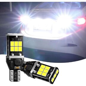 Pack-2 Car Illumination Lights, Super Bright LED Bulb, T15 Reverse Light, High Power Decoding 3535 Chip Bulbs, Extremely Super Bright, Universal Car Bulbs Replacement (White Light)