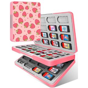 Lotadilo for Nintendo Switch Game Case with 64 Game Holder Slots and 64 SD Micro Card Slots for Nintendo Switch/Lite/OLED, Red Portable Games Cartridge Card Cases for Boys Kids Girls Storage Box Elf