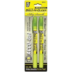 G.T. Luscombe Company, Inc. Accu-Gel Bible Highlighter, Bible Study, No Bleed Solid Gel, No Smearing or Fading, Long Lasting, Bright Translucent Color Dry Marker, Yellow