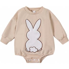 Newborn Infant Baby Boy Girl Clothes Long Sleeve Letter Printed Pullover Sweatshirt Romper One Piece Bubble Romper