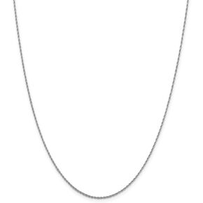 Solid 10K White Gold 1.2mm Loose Rope Chain Necklace - with Secure Lobster Lock Clasp